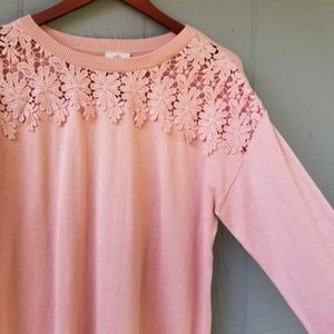 St John's | Lace Accent Sweater | Blush Pink